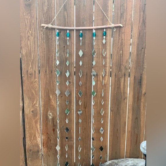 Mirrors & Teal Glass Beads Wind Chime Sun Catcher - Picture 9 of 16